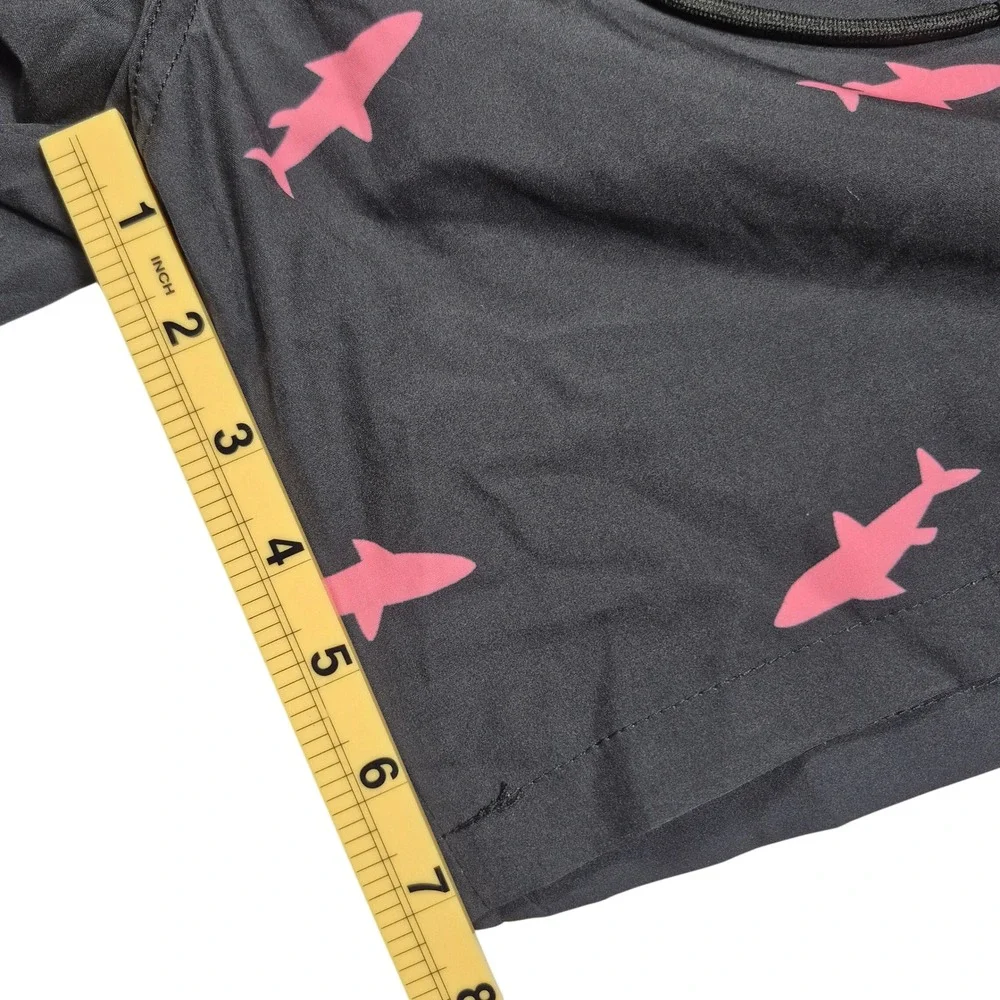 Mens Shark Print Swim Trunks XL Black‎ Pink Beach Board Shorts Compession Lining